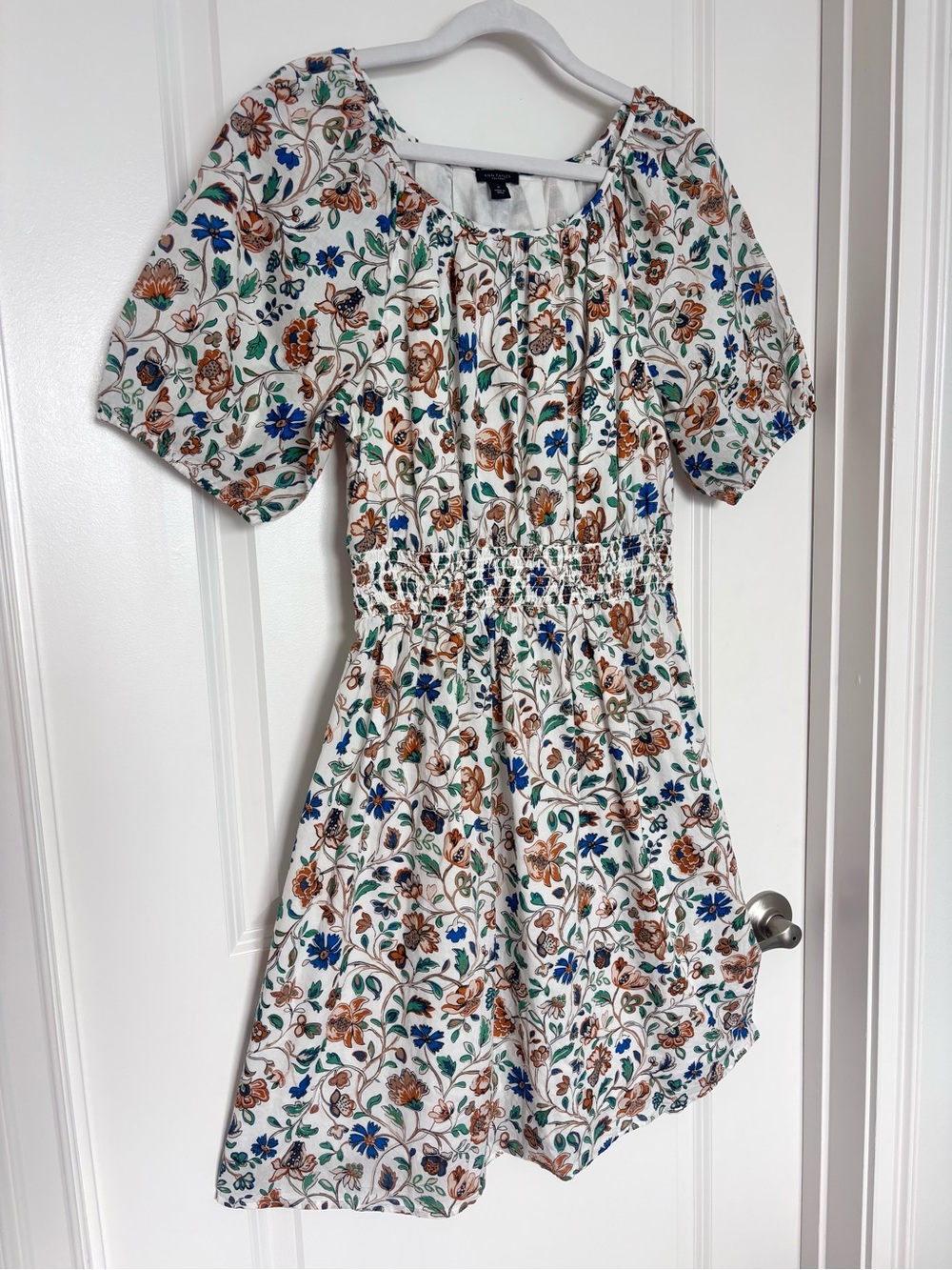 Ann Taylor 100% Cotton Floral Midi Dress Cottagecore Tomato Girl Euro Summer M
